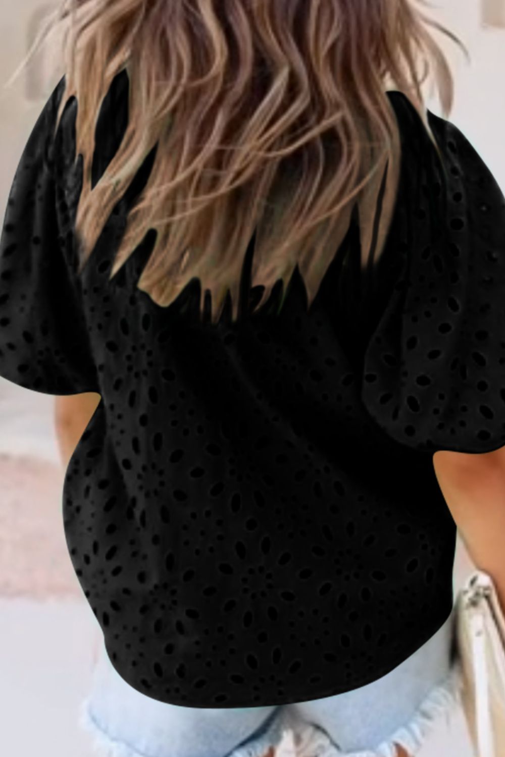 Eyelet Button Up Half Sleeve Blouse - Loulou Boutique