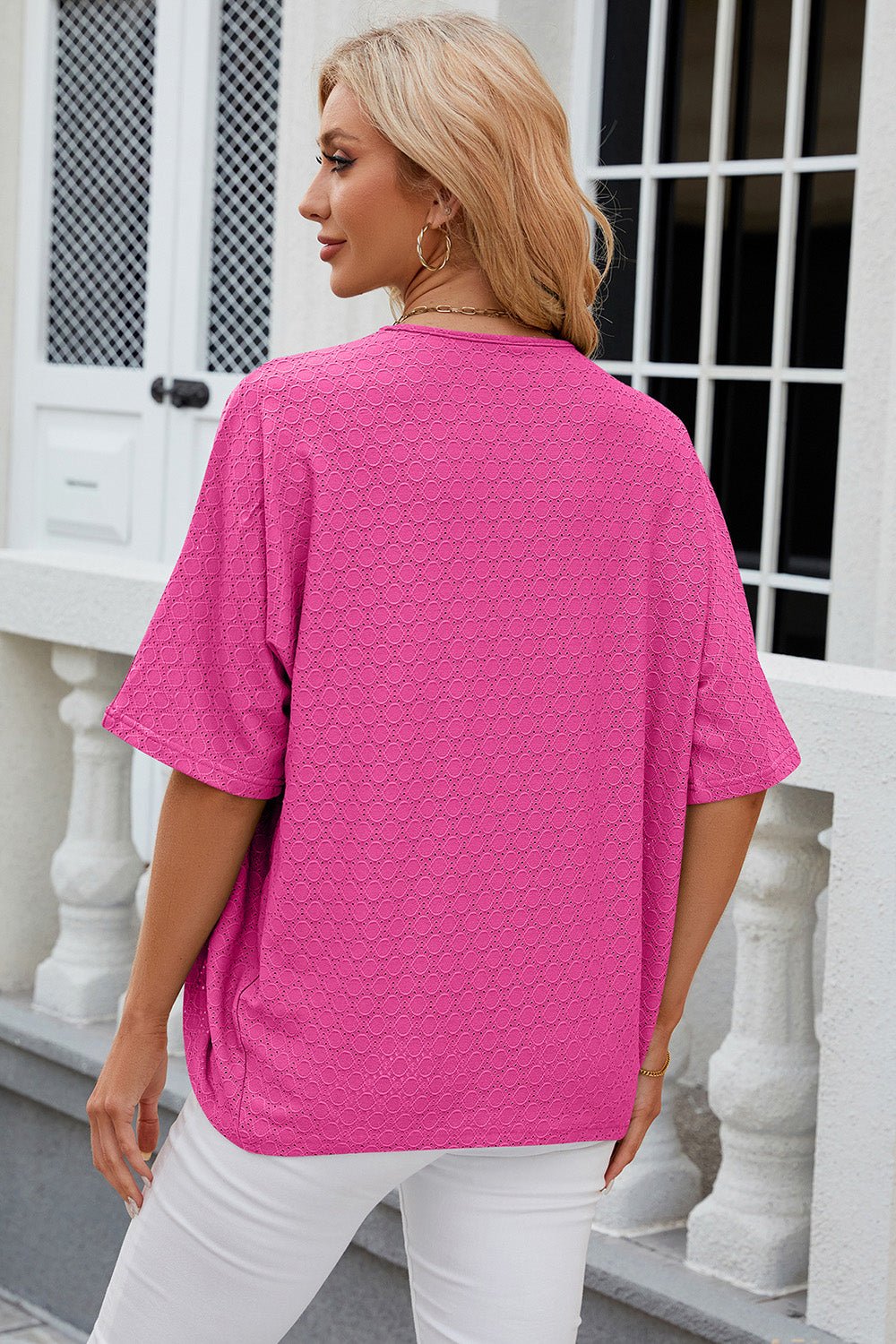 Eyelet Open Front Half Sleeve Cardigan - Loulou Boutique