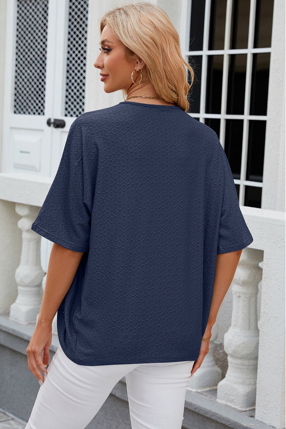 Eyelet Open Front Half Sleeve Cardigan - Loulou Boutique