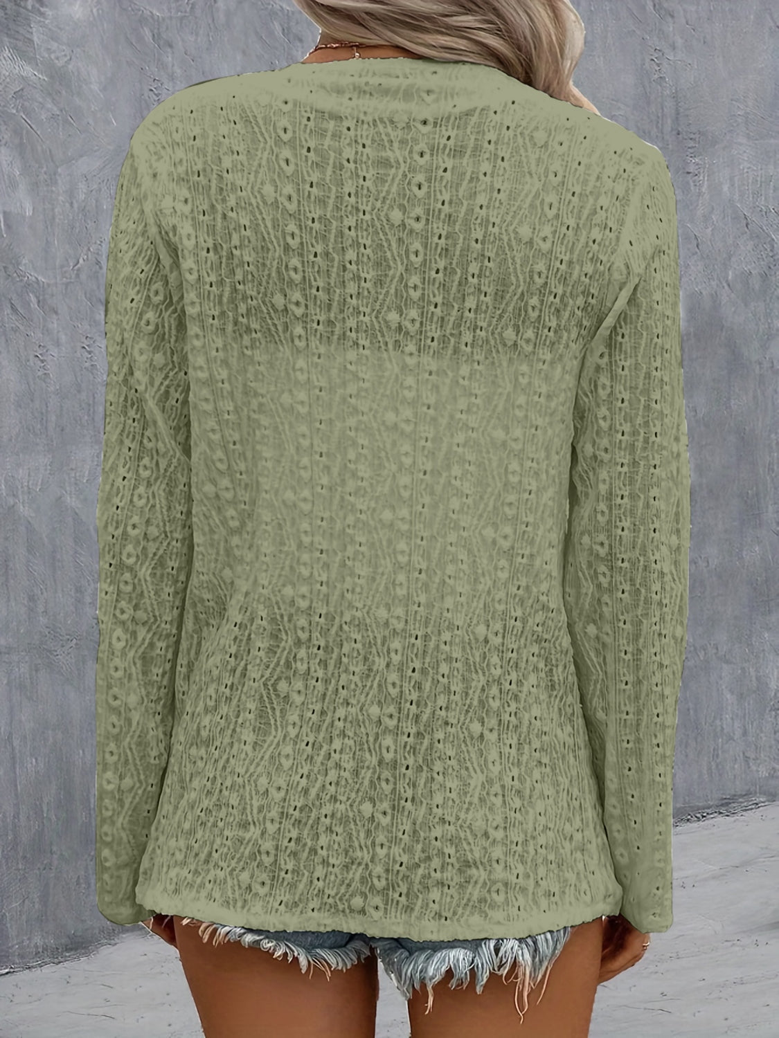 Eyelet Roll - Tab Sleeve Cardigan - Loulou Boutique