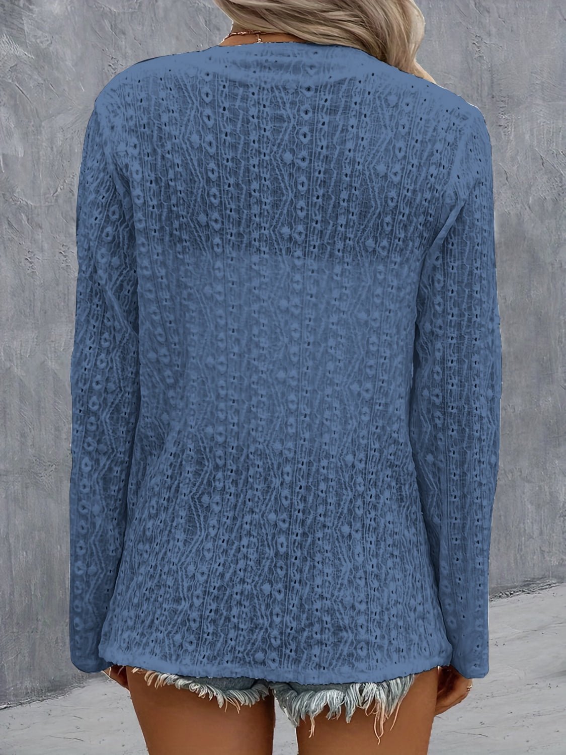 Eyelet Roll - Tab Sleeve Cardigan - Loulou Boutique