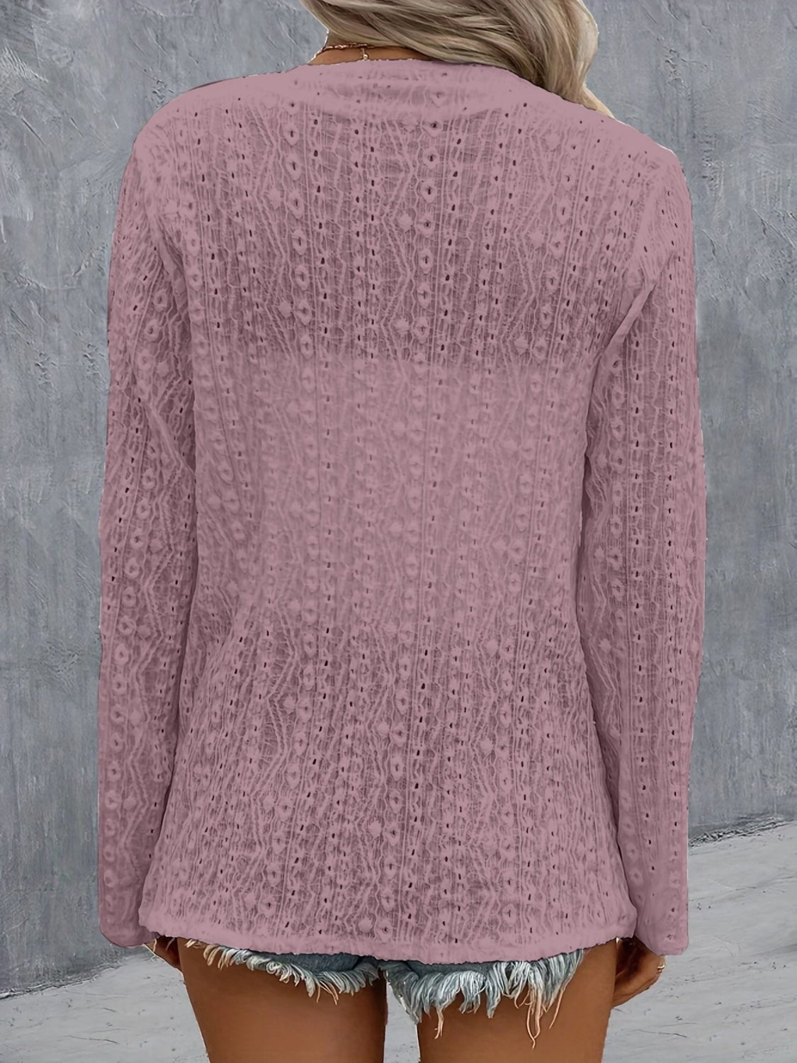 Eyelet Roll - Tab Sleeve Cardigan - Loulou Boutique
