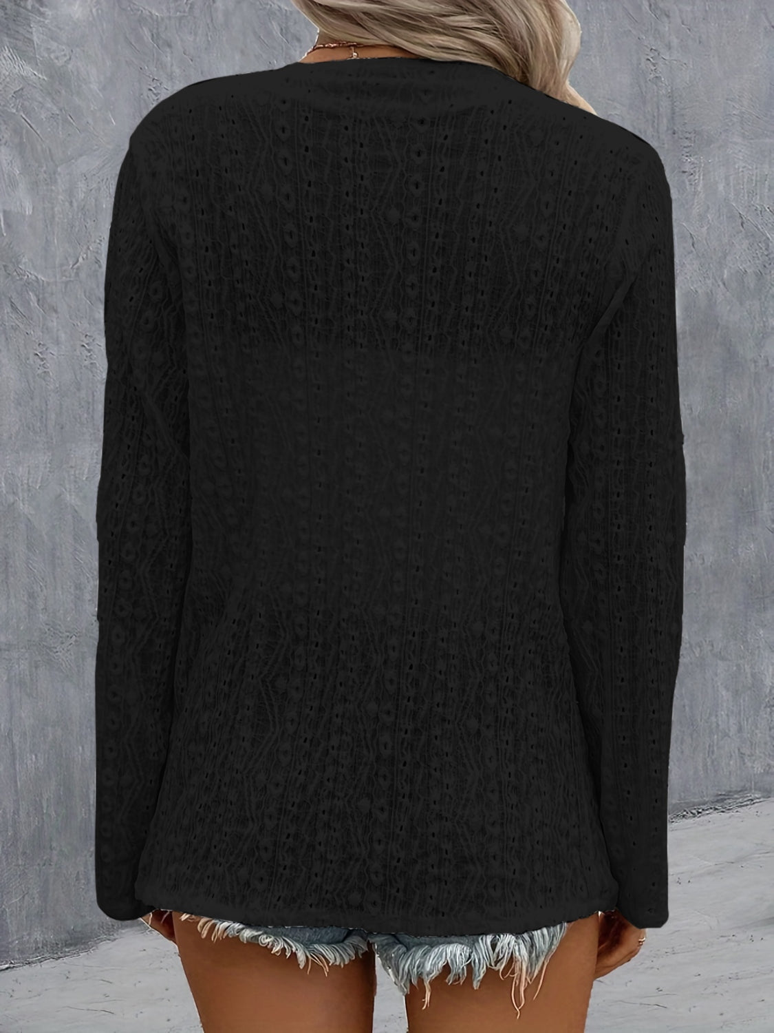 Eyelet Roll - Tab Sleeve Cardigan - Loulou Boutique