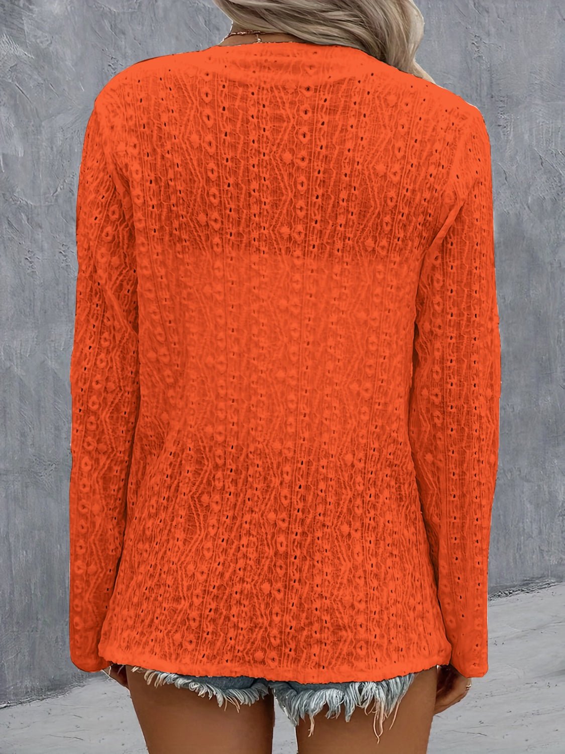 Eyelet Roll - Tab Sleeve Cardigan - Loulou Boutique
