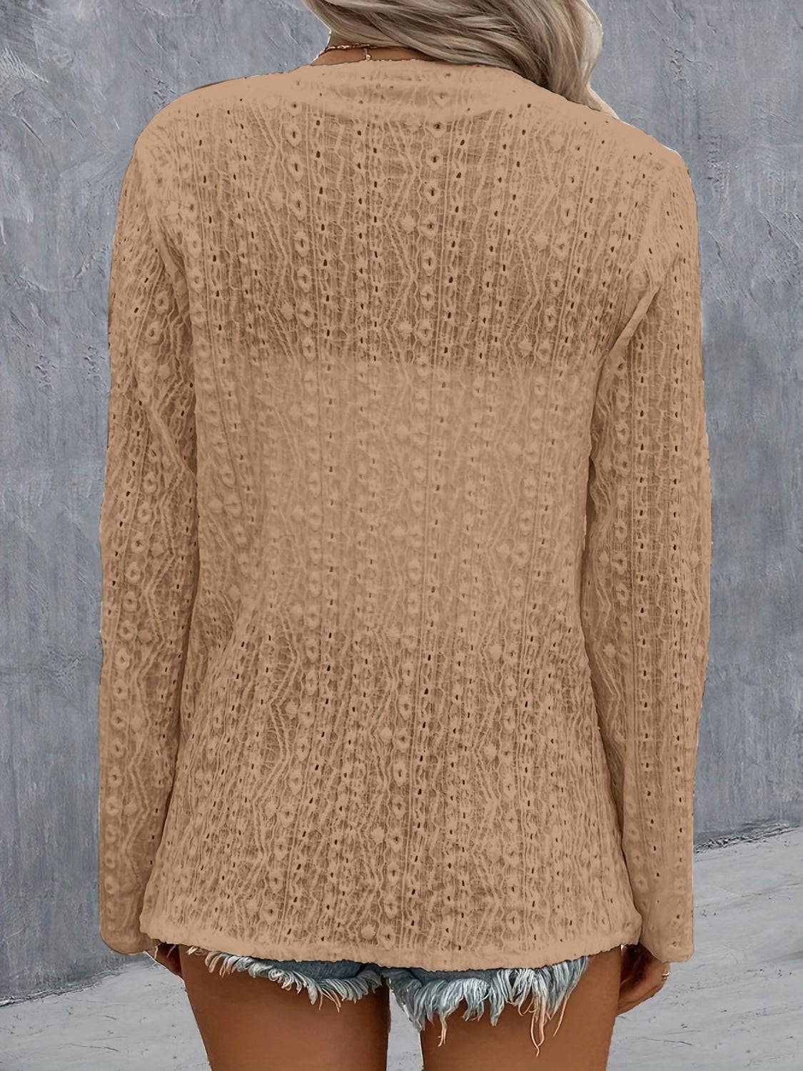 Eyelet Roll - Tab Sleeve Cardigan - Loulou Boutique