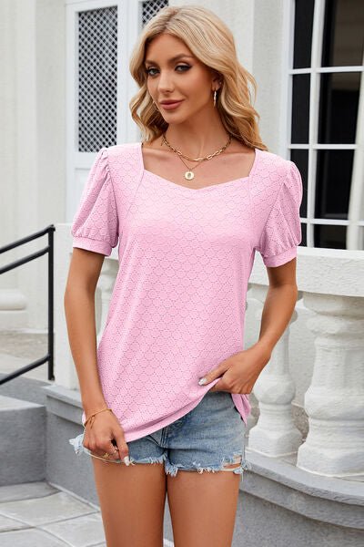 Eyelet Short Sleeve T-Shirt - Loulou Boutique
