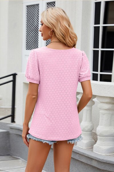Eyelet Short Sleeve T-Shirt - Loulou Boutique