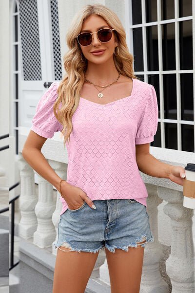 Eyelet Short Sleeve T-Shirt - Loulou Boutique