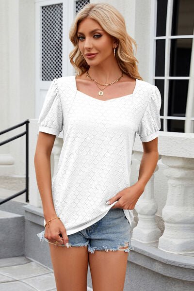 Eyelet Short Sleeve T-Shirt - Loulou Boutique
