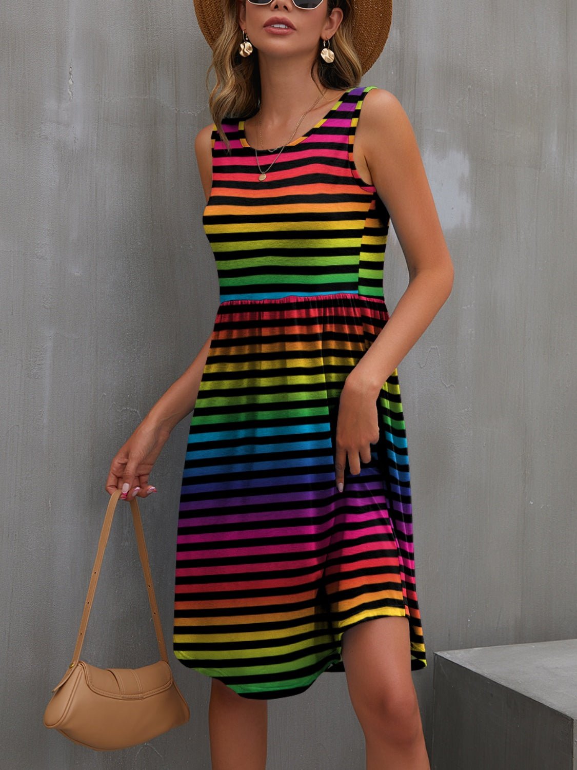 FAM - FAM Round Neck Wide Strap Mini Dress - Loulou Boutique