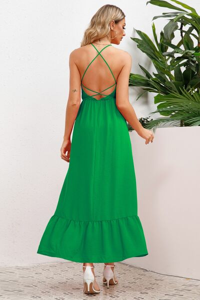 Smocked Crisscross Spaghetti Strap Dress