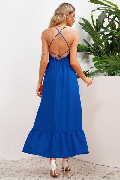 Smocked Crisscross Spaghetti Strap Dress