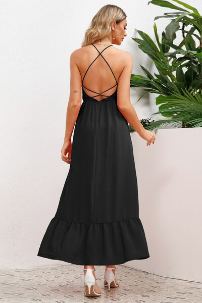 Smocked Crisscross Spaghetti Strap Dress