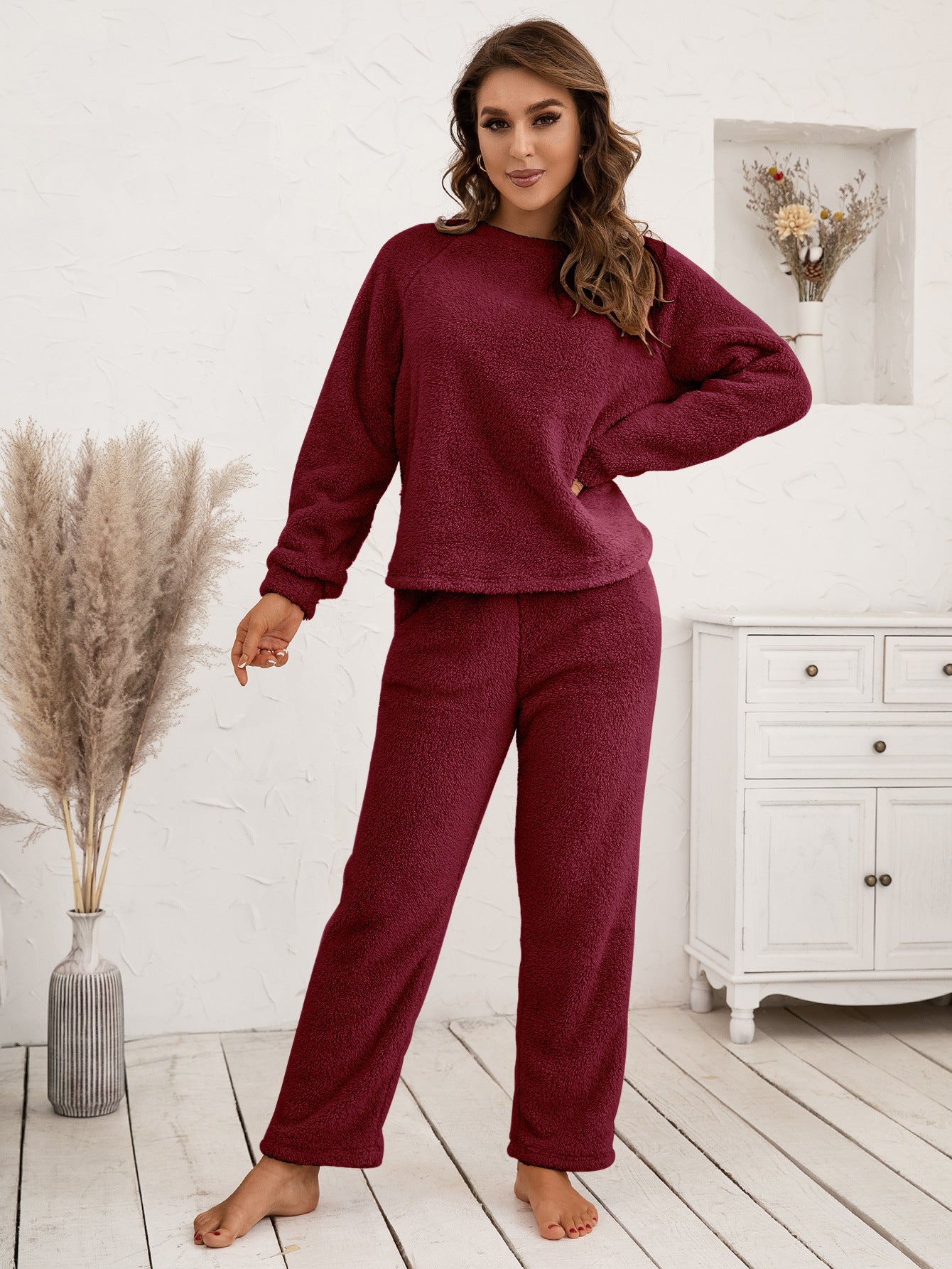 Teddy Long Sleeve Top and Pants Lounge Set