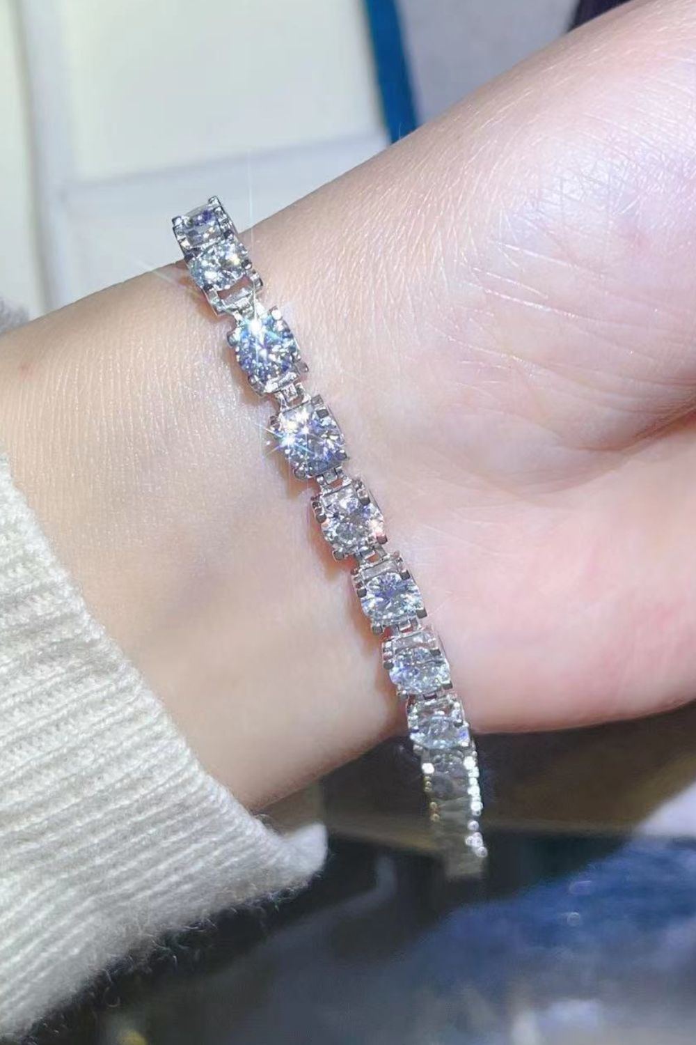 10 Carat Moissanite Platinum-Plated Bracelet - Loulou Boutique