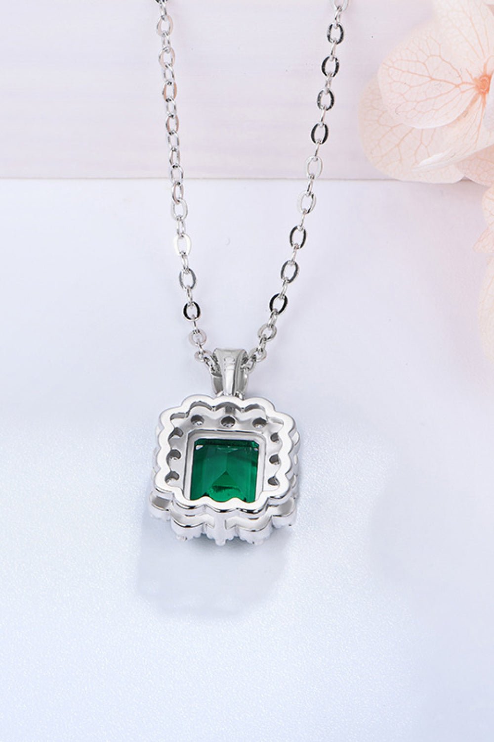 1.5 Carat Lab-Grown Emerald Pendant 925 Sterling Silver Necklace - Loulou Boutique