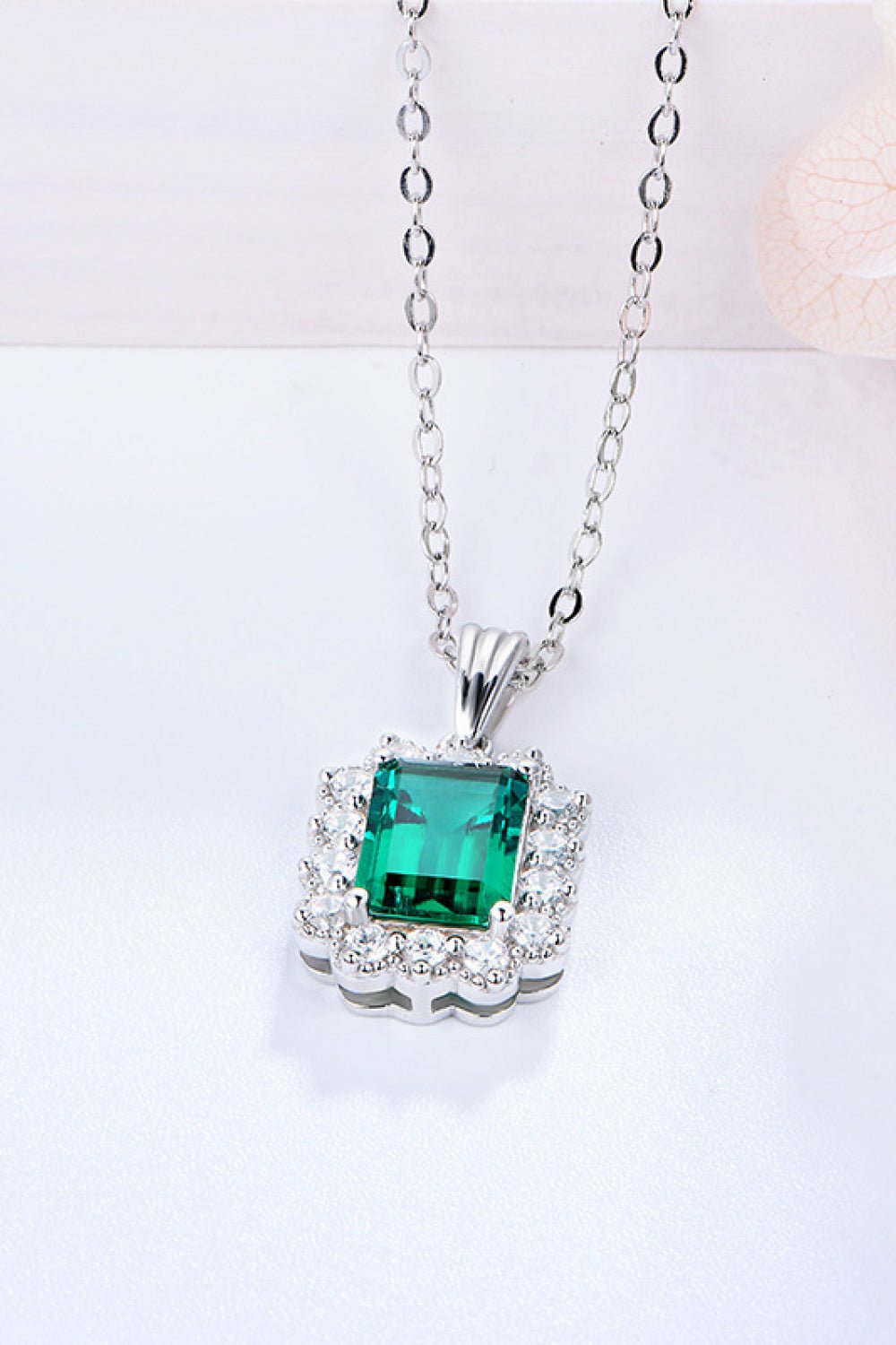 1.5 Carat Lab-Grown Emerald Pendant 925 Sterling Silver Necklace - Loulou Boutique