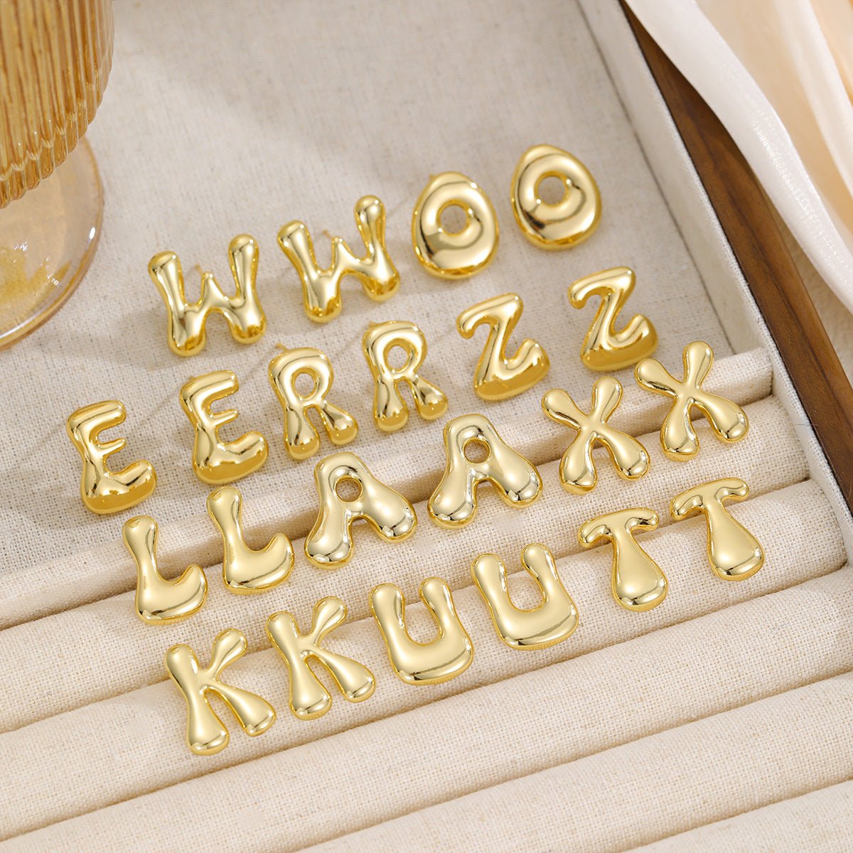 18K Gold - Plated Bubble Letter Stud Earrings - Loulou Boutique