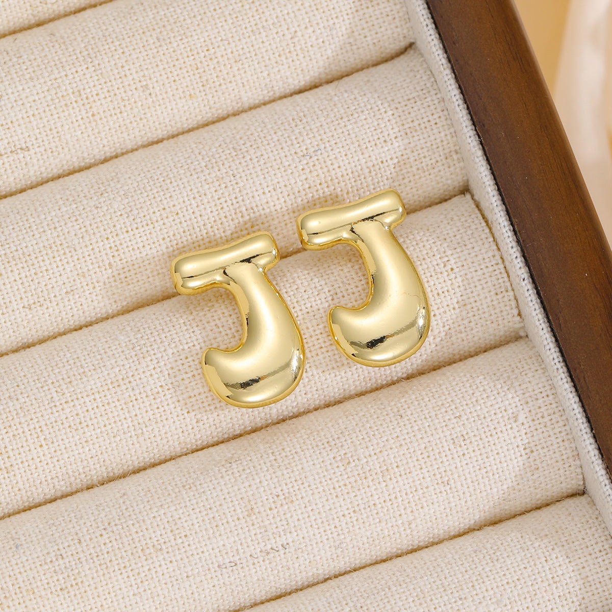 18K Gold - Plated Bubble Letter Stud Earrings - Loulou Boutique