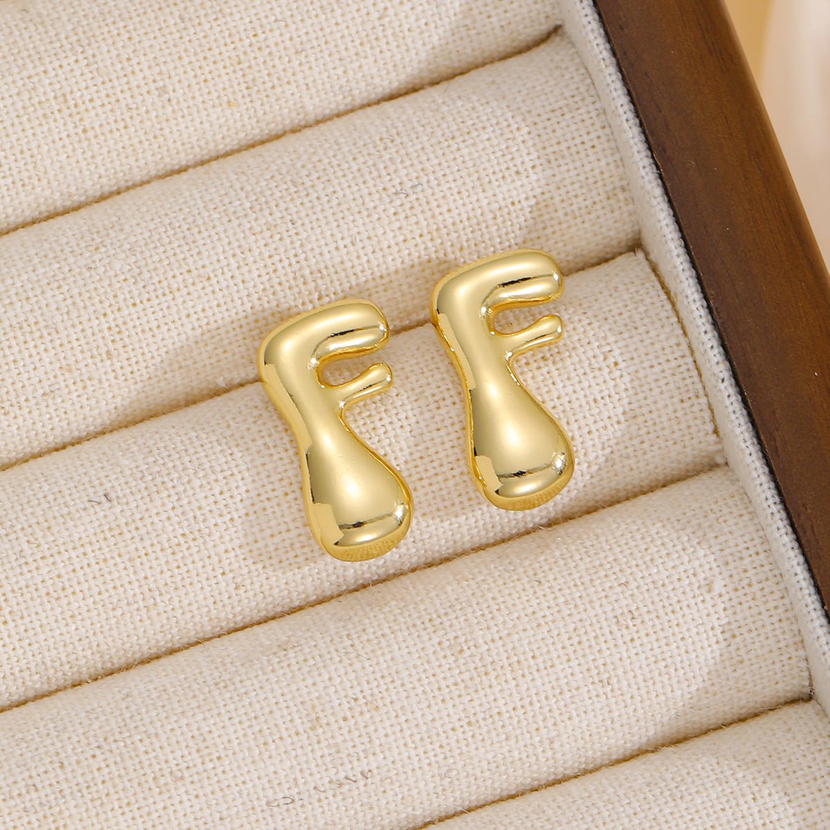 18K Gold - Plated Bubble Letter Stud Earrings - Loulou Boutique