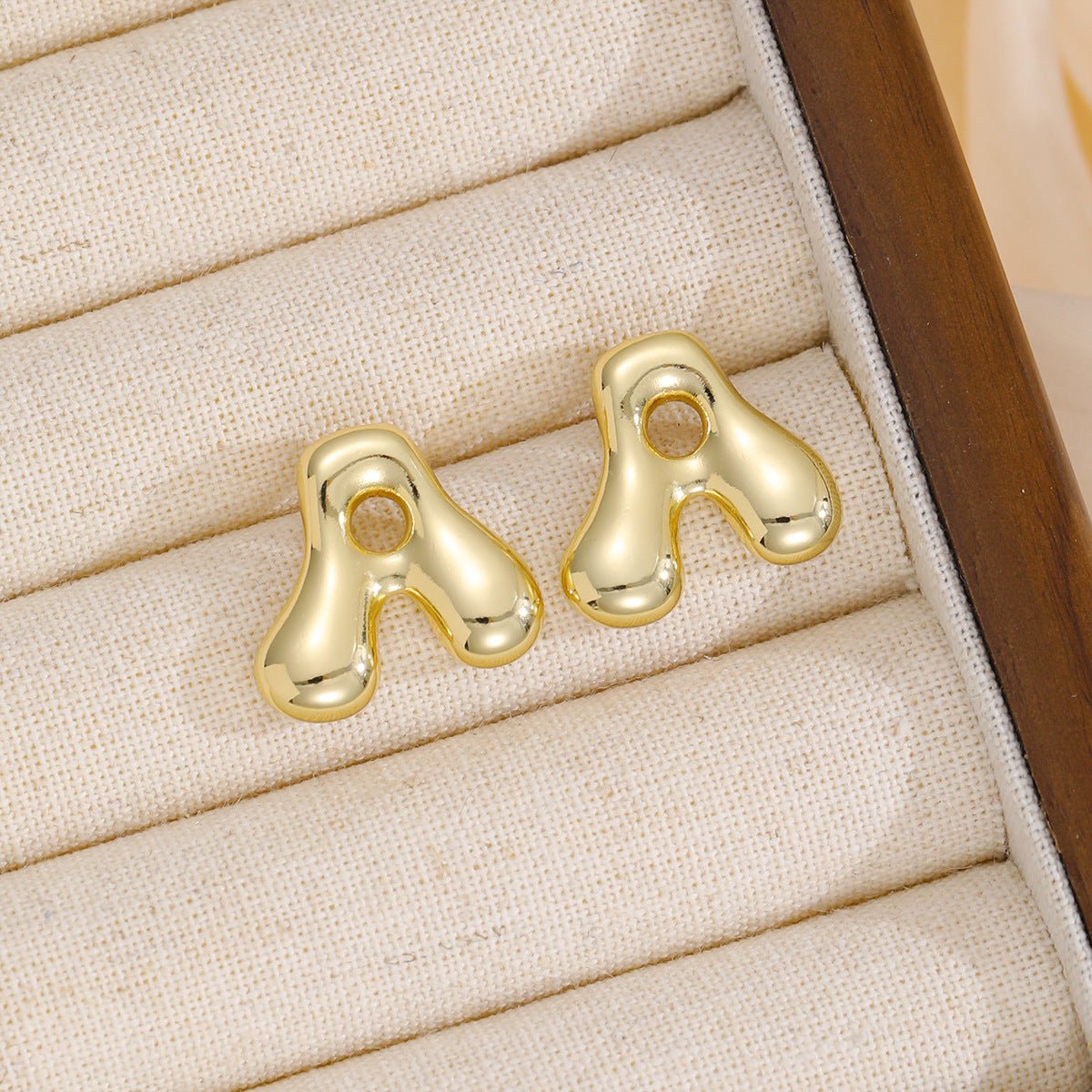 18K Gold - Plated Bubble Letter Stud Earrings - Loulou Boutique