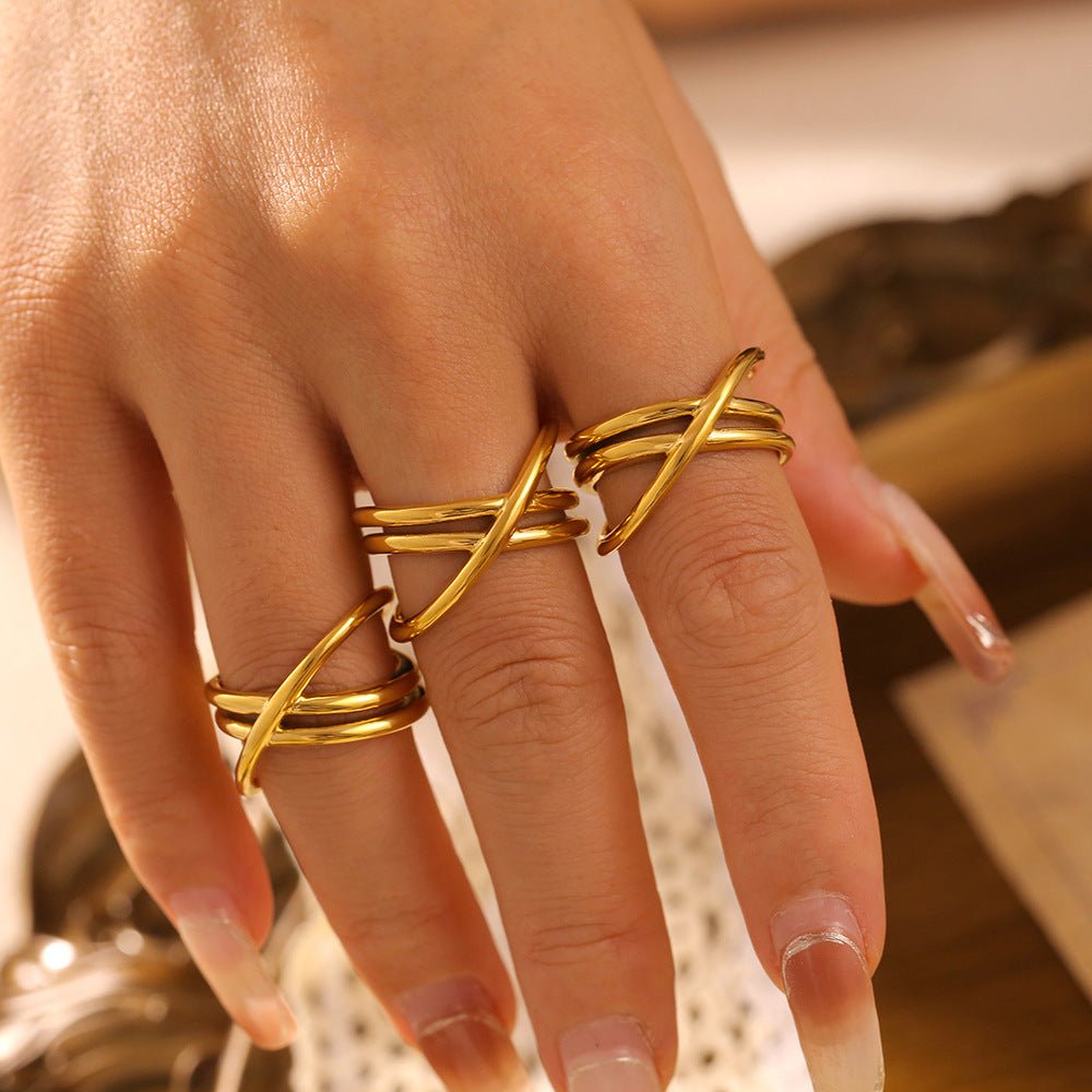 18K Gold - Plated Crisscross Ring - Loulou Boutique