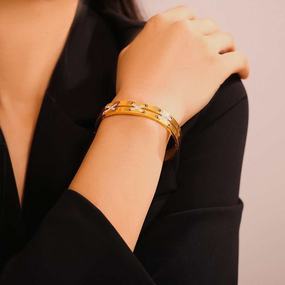 18K Gold - Plated Czech Diamond Bracelet - Loulou Boutique