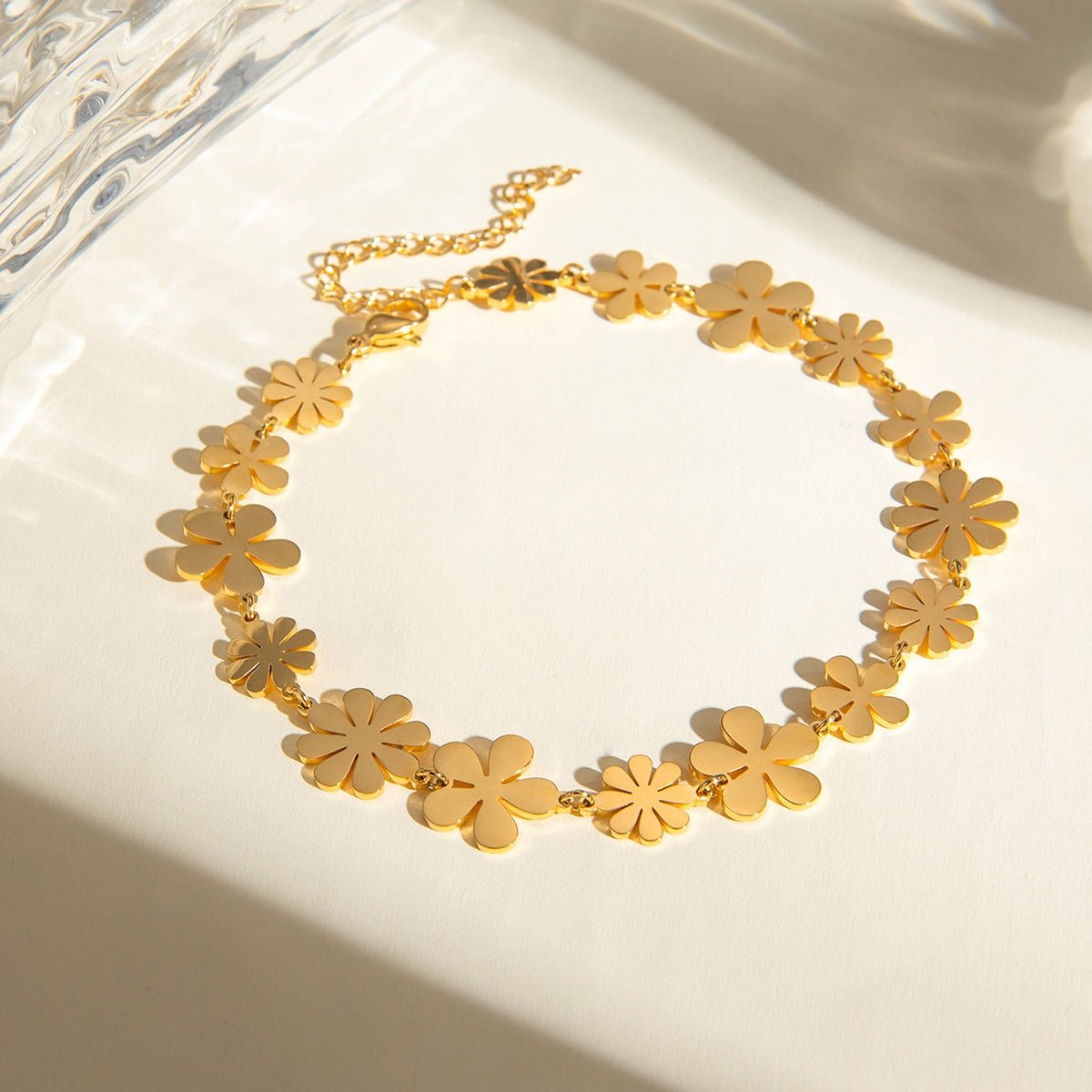 18K Gold - Plated Flower Bracelet - Loulou Boutique