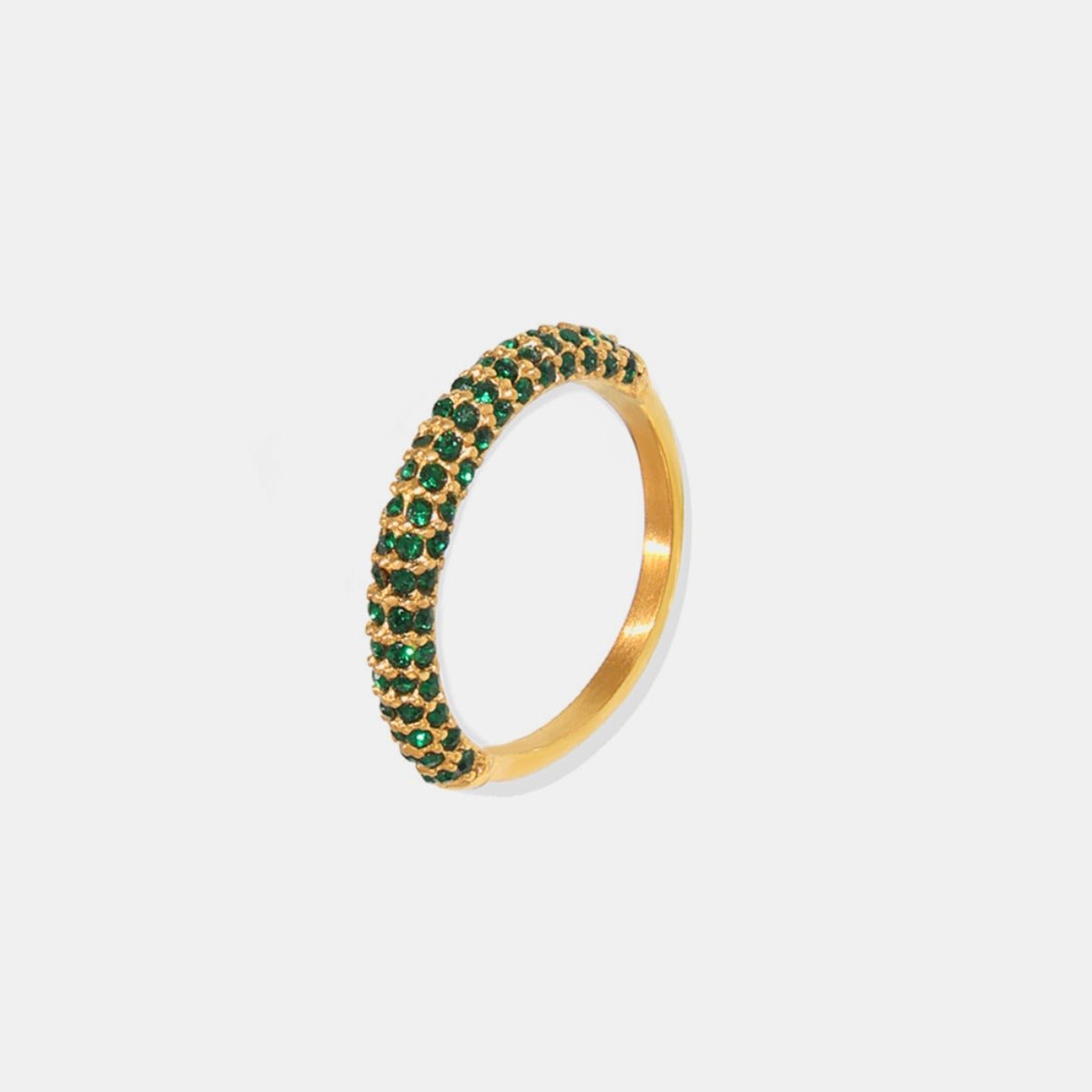 18K Gold - Plated Inlaid Zircon Ring - Loulou Boutique