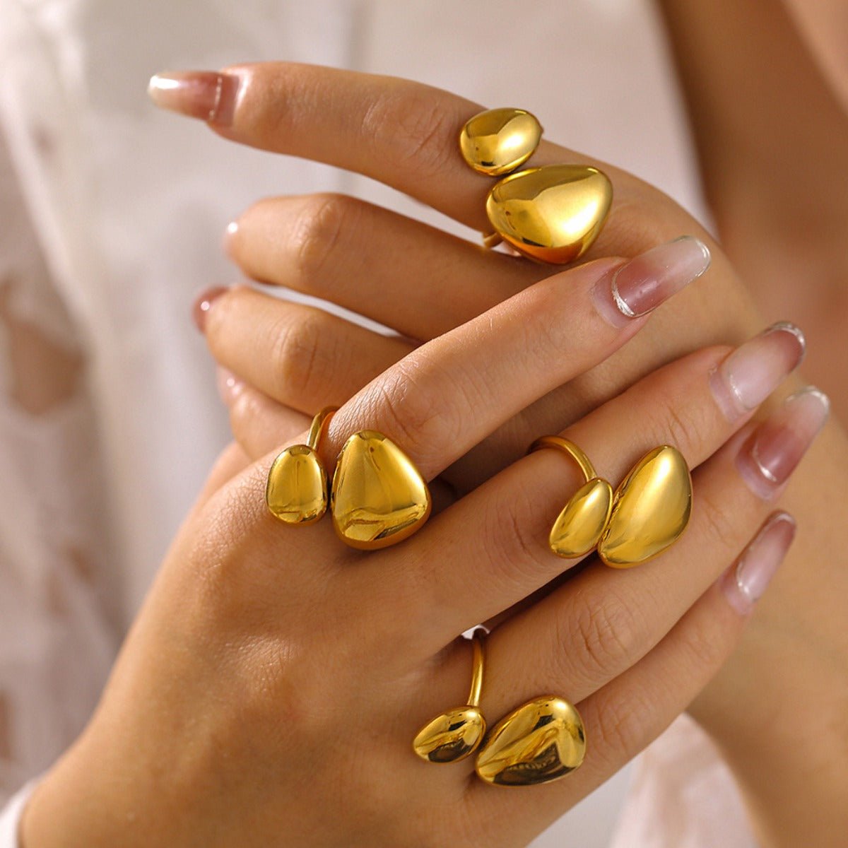 18K Gold - Plated Irregular Bypass Ring - Loulou Boutique