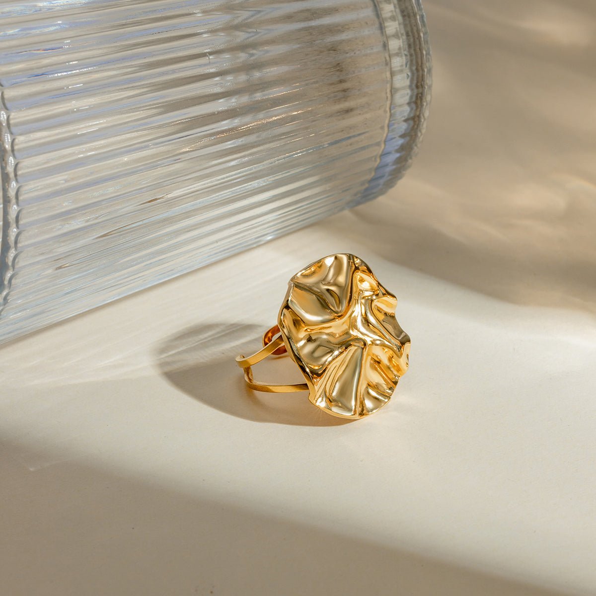 18K Gold - Plated Irregular Open Ring - Loulou Boutique