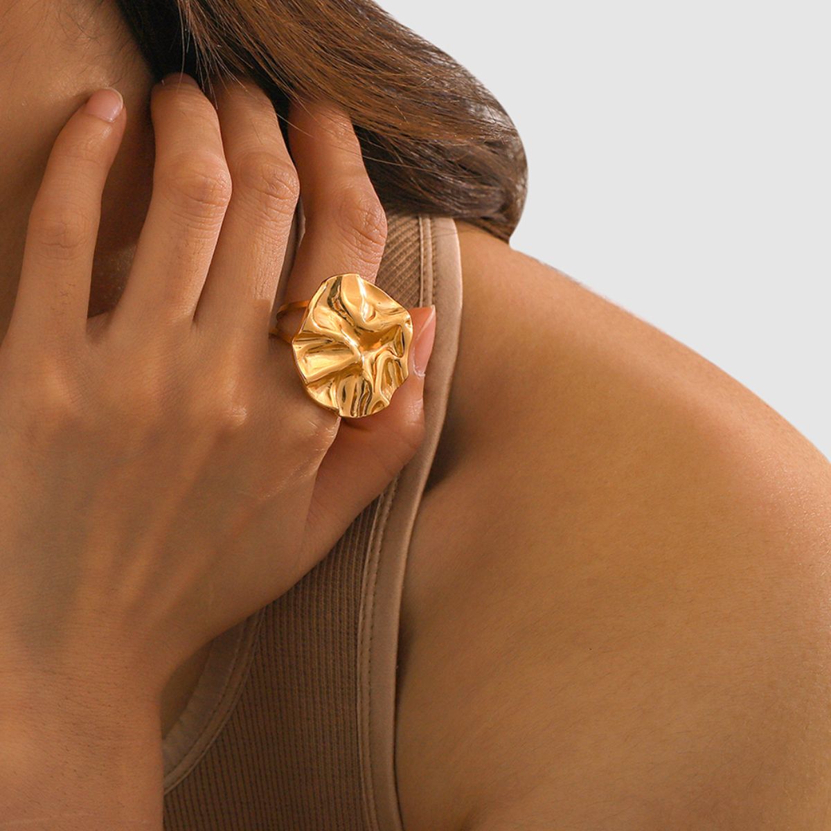 18K Gold - Plated Irregular Open Ring - Loulou Boutique