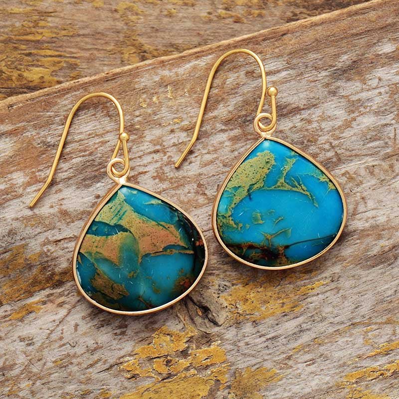 18K Gold - Plated Natural Stone Earrings - Loulou Boutique