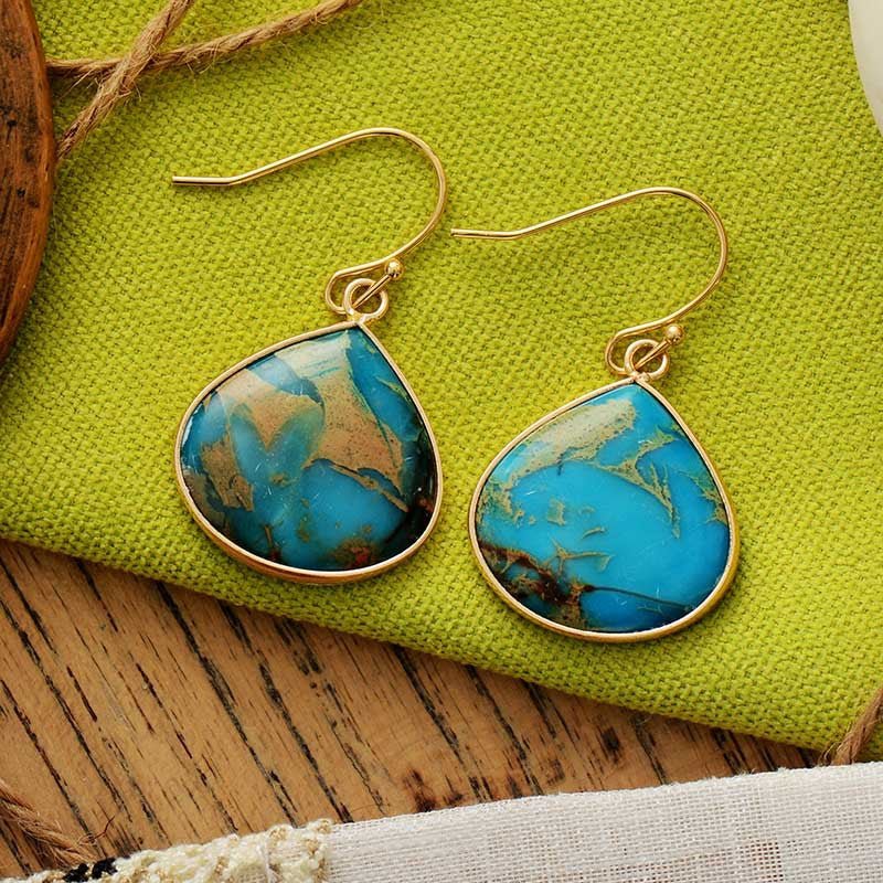 18K Gold - Plated Natural Stone Earrings - Loulou Boutique