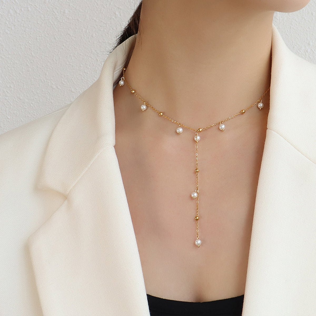 18K Gold - Plated Pearl Drop Necklace - Loulou Boutique