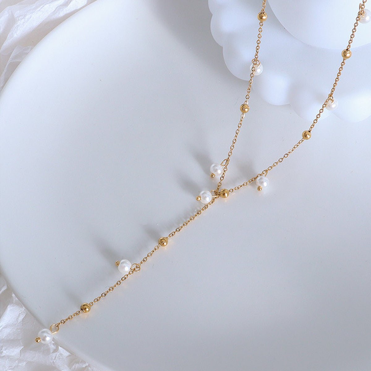 18K Gold - Plated Pearl Drop Necklace - Loulou Boutique