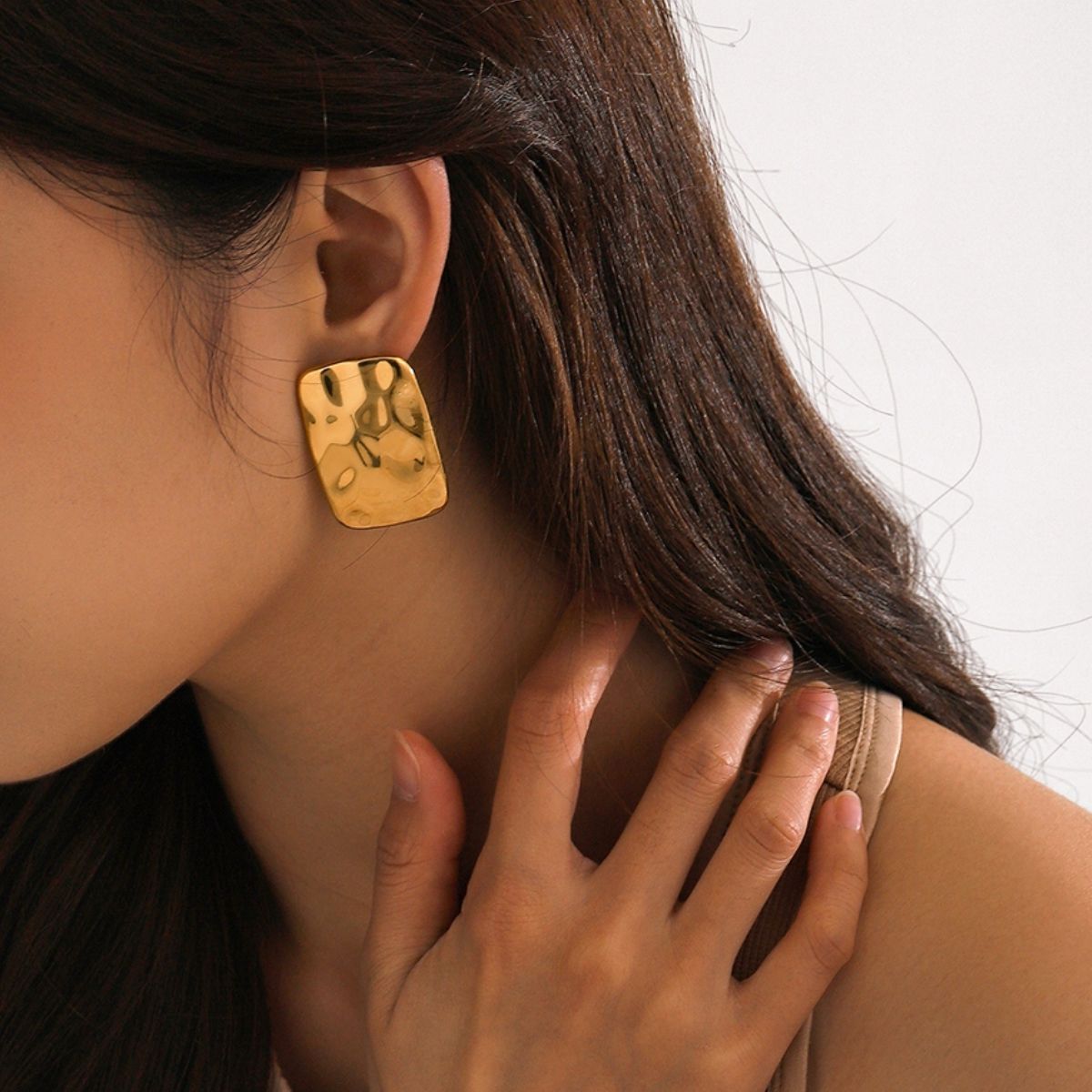 18K Gold - Plated Square Earrings - Loulou Boutique