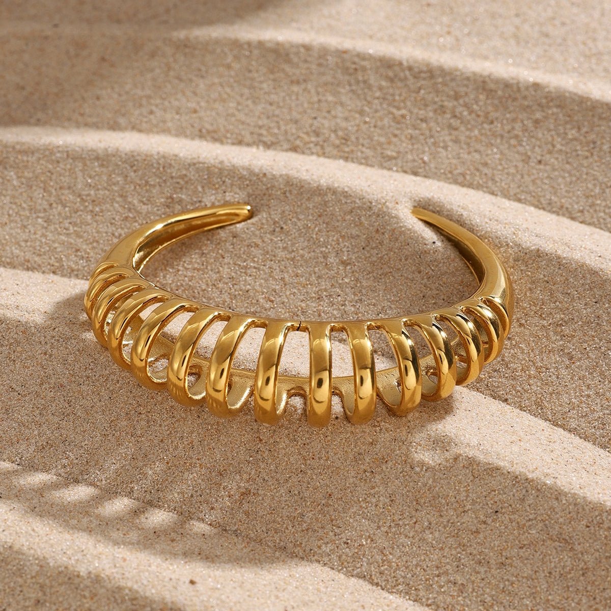 18K Gold - Plated Stainless Steel Cutout Bracelet - Loulou Boutique