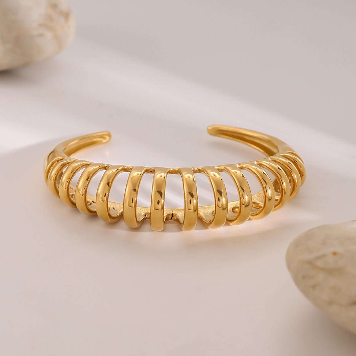 18K Gold - Plated Stainless Steel Cutout Bracelet - Loulou Boutique