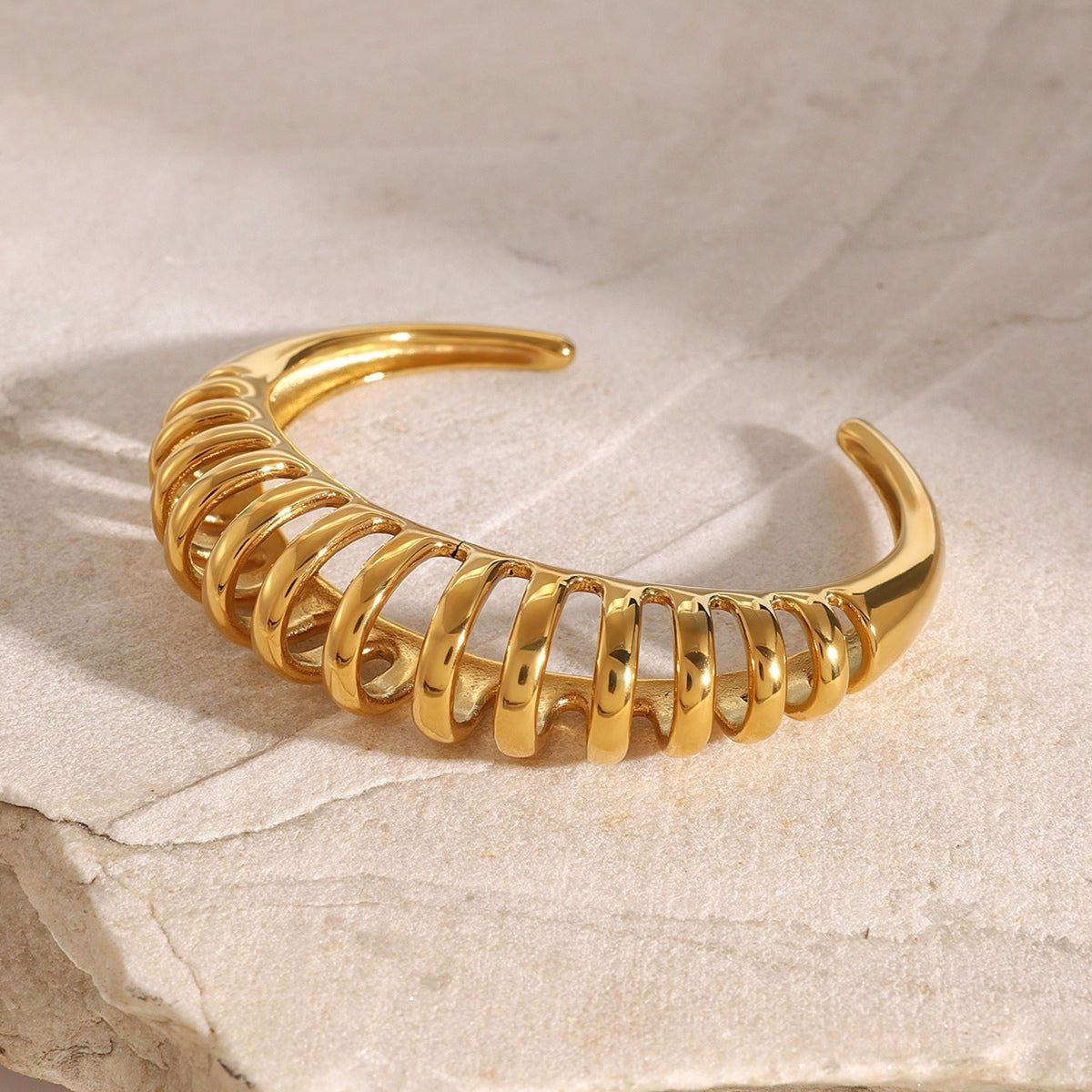 18K Gold - Plated Stainless Steel Cutout Bracelet - Loulou Boutique