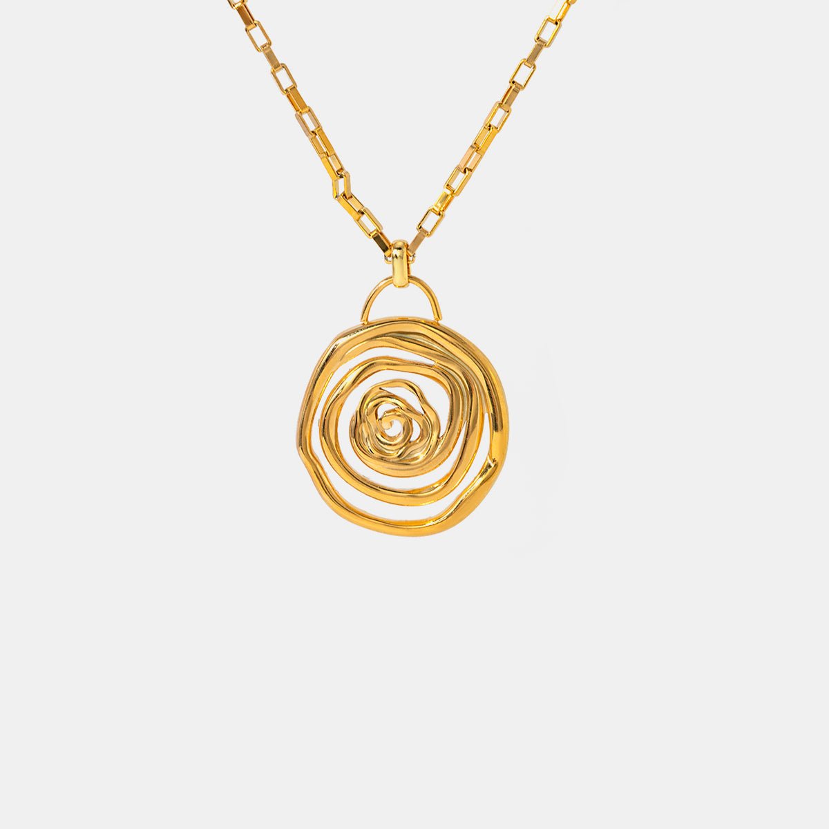 18K Gold - Plated Stainless Steel Spiral Pendant Necklace - Loulou Boutique