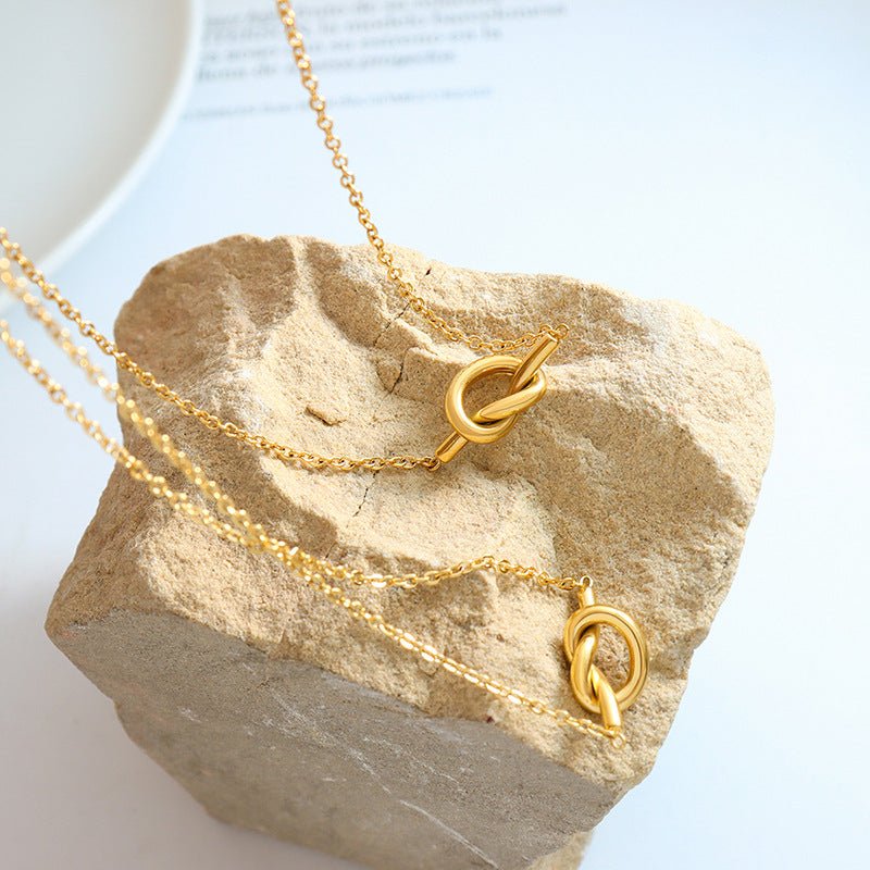 18K Gold - Plated Titanium Steel Knot Necklace - Loulou Boutique