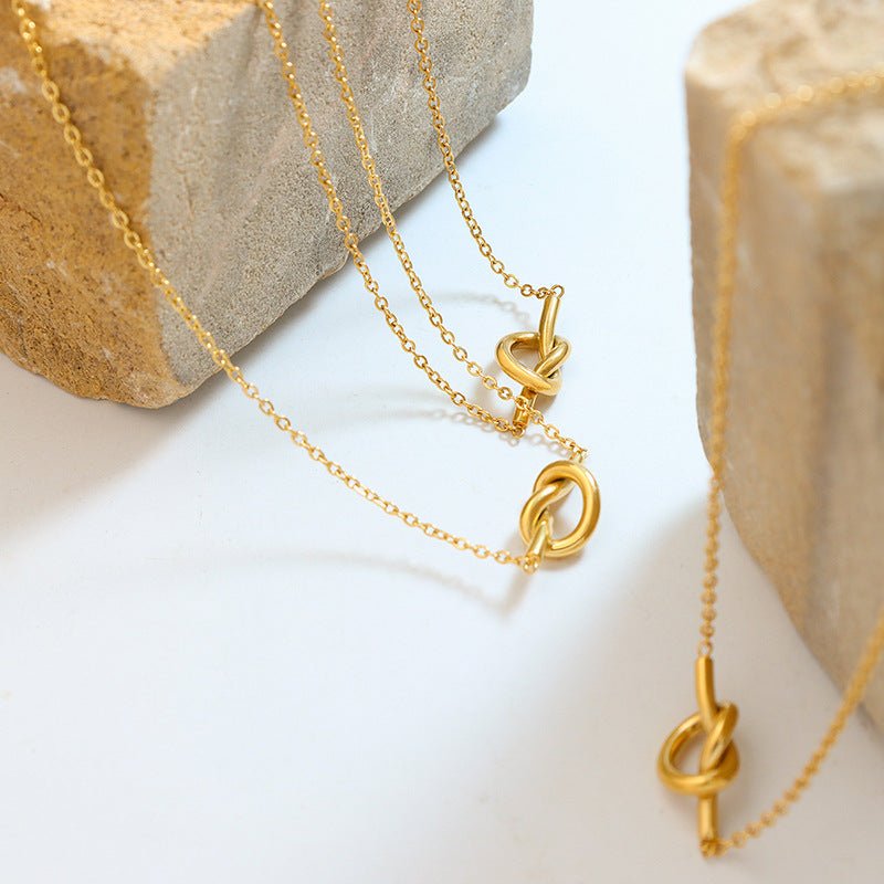 18K Gold - Plated Titanium Steel Knot Necklace - Loulou Boutique