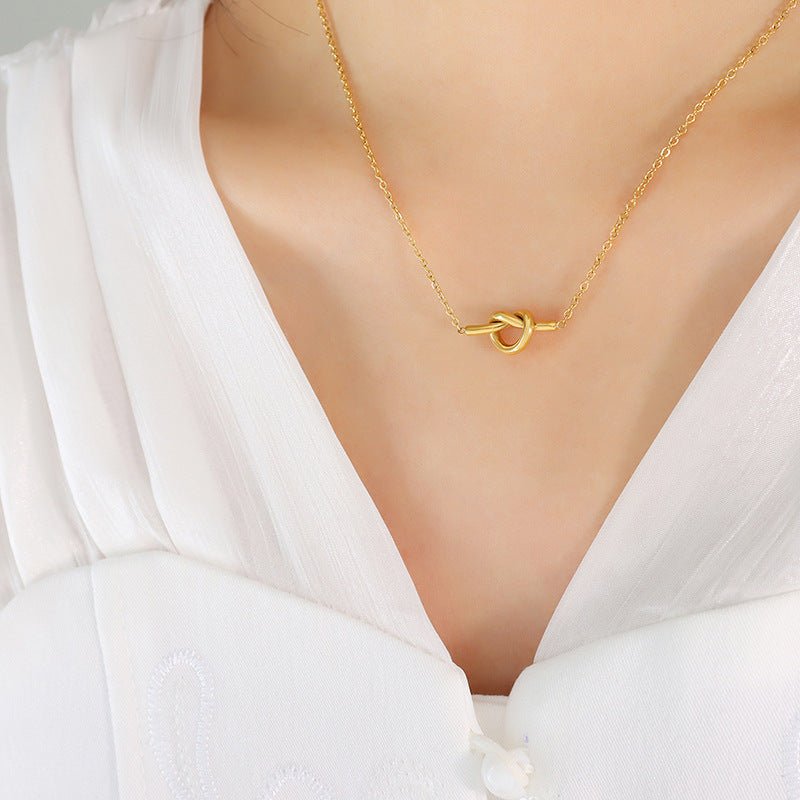 18K Gold - Plated Titanium Steel Knot Necklace - Loulou Boutique