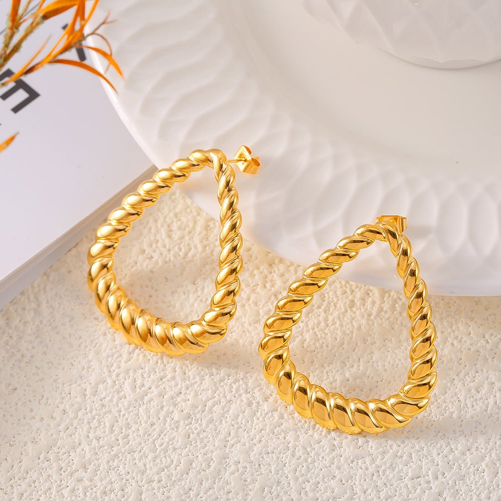 18K Gold - Plated Twisted Earrings - Loulou Boutique