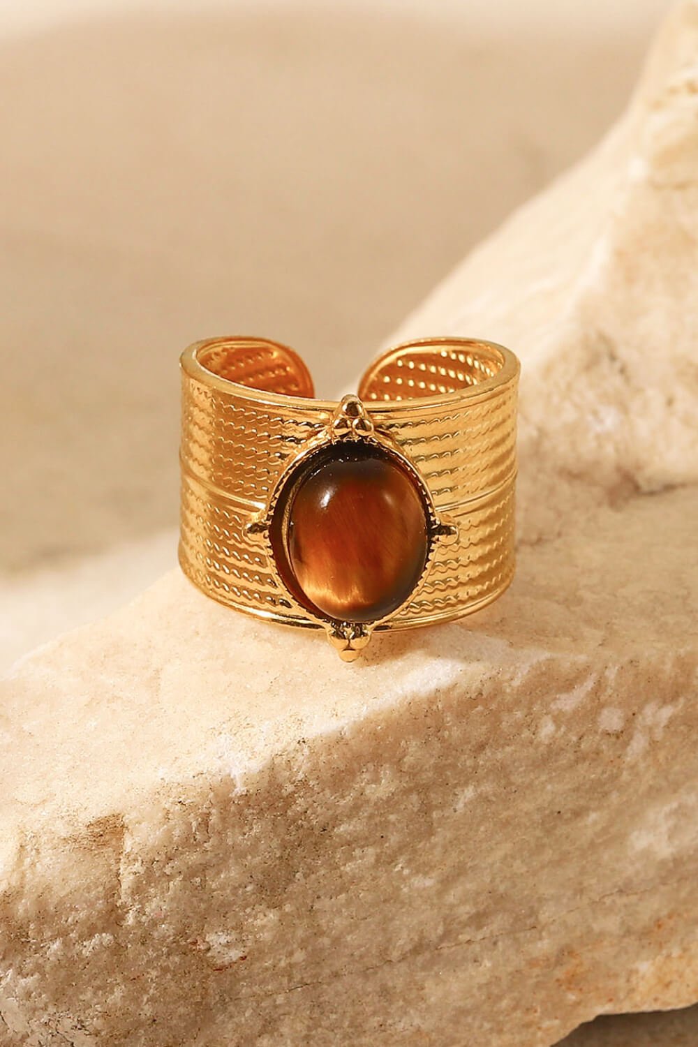 18K Gold-Plated Wide Open Ring - Loulou Boutique