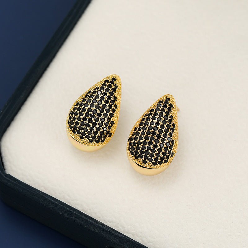 18K Gold - Plated Zircon Teardrop Earring - Loulou Boutique