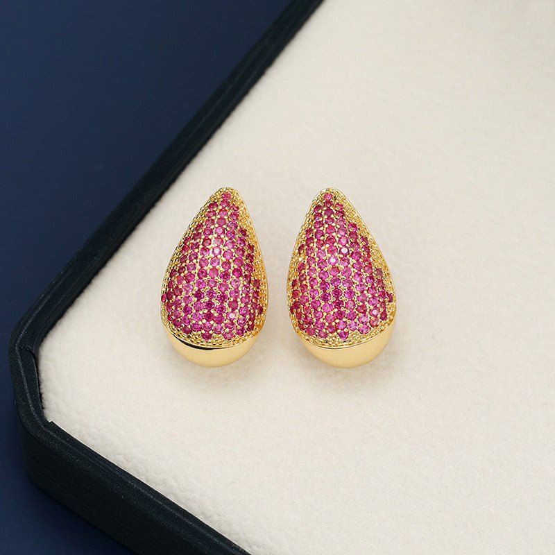 18K Gold - Plated Zircon Teardrop Earring - Loulou Boutique