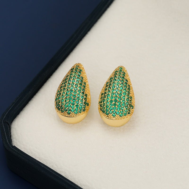 18K Gold - Plated Zircon Teardrop Earring - Loulou Boutique