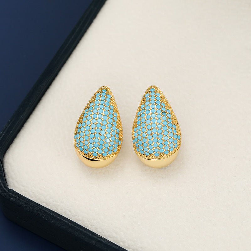 18K Gold - Plated Zircon Teardrop Earring - Loulou Boutique